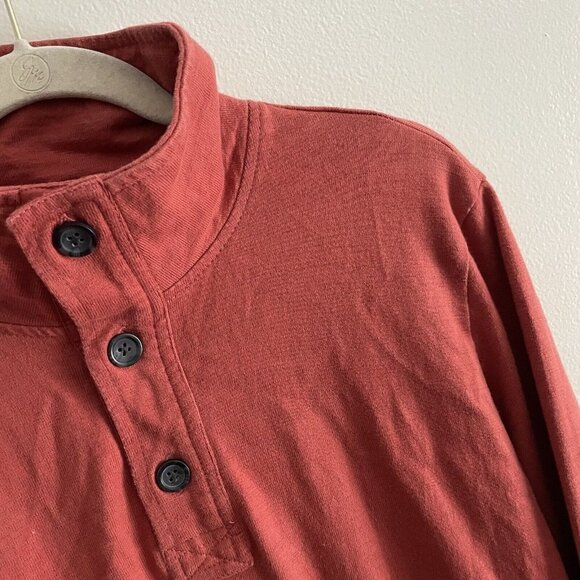 Banana Republic Factory Men M Orange 100% Cotton 1/4 Button Pullover Sweater - Picture 4 of 7